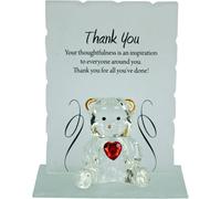 Glass Crystal Bear Gift Ornaments Set Poem Poetic Writing Message Thank You