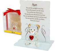 Glass Crystal Bear Gift Set Ornaments Poem Poetic Writing Message Mum