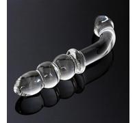 Glass Crystal Dildo Prostate Massager G Spot Stimulator Beads Double-end Transparent Bent Wand Anal Butt Plug