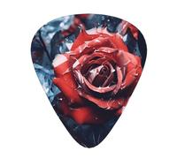 Glass Crystal Red Rose guitar pick set, 3 different thicknesses, 12 pieces for a variety of instruments