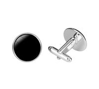 Glass Cuff Links for Men, Copper and Glass Shirt Accessory | Black Electroplated Finish, Smooth Surface Detail, for Collars and French, Groomsmen Outfits