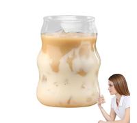 Glass Cup - 12.5cm Spiral Cloud Texture | Heat-Resistant Borosilicate Transparent Stemless Vessel | Drinking Glass - Coffee Juice Milk Iced Tea Kitchen