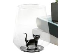 Glass Cup - 500ml Cat Design Cocktail Drinkware | Glass Cups - for Birthday Party Wedding Whiskey Kitchen Friends Thanksgiving Beer Home Bar Office Valentine's Day | Novelty Animal Glassware