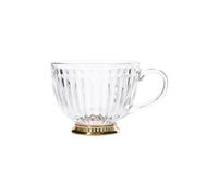 Glass cup Homla BARREL with stripes and a golden base, 360 ml