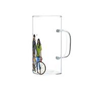 Glass Cup Square Glass Cups with Handle, 12.8Oz Clear Drinking Glasses