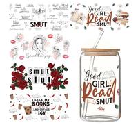 Glass Cup Transfer Stickers Gift - 5 Pcs Cups Wrap UV DTF Crafts Vinyl Sticker Beautiful Waterproof Sticker for Girls Boys Childs DIY Mugs Cake Ice Cream Scrapbooking Furniture Laptop