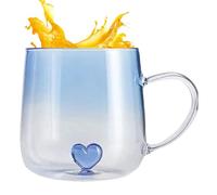 Glass Cup with Heart Gradient - Clear Clear 400ml Transparent Cup with Three-Dimensional Embossed Romantic Motive, Iced Coffee Mug Drinkware | Kitchen Bar Travel Home Tea Latte Juice Christmas Cereal
