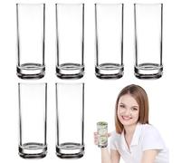 Glass Cups | High 0.3 L Glasses | Pack of 6 Drinking Vessels for Water Beer Cocktails at Home Garden Patio