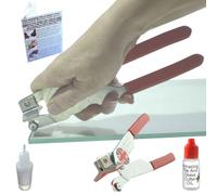 Glass Cutter for Thick Glass - Built-in Breaker, No Tap-Tap and Hope It Works, 2-in-1 Cutting Tool for Repairing Windows and Picture Frames, Incl. Oil, Step-by-Step Instructions and Online Videos