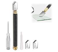 Glass Cutter Kit, Glass Cutting Tool, 2mm-20mm Professional Cutting Head, Upgrade Glass Cutter Tool 2mm-20mm, Glass Cutter Kit with Cutting Oil, with Replaceable 3 Carbide Cutting Heads