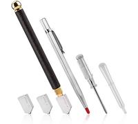 Glass Cutter Professional 2mm-20mm Oil Feed Glass Cutting Tool for Mirror Glass Ceramic Tile Cutting with 2 Bonus Blades and Glass Cutting Pen and Oil Dropper and Screwdriver.