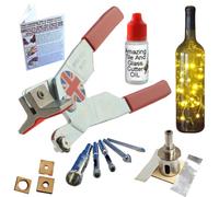 Glass Cutter - Tool Kit for Glass - Hole Saw and Drill Bits for Lights and Bottle - Block Crafts, Make Bird Feeders Fix Broken Window Panes, Picture Frames - Oil - How to Cut Instructions & Qr Videos