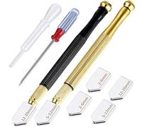 Glass Cutter Tool Mirror Cutter Tool with 2-6 mm, 5-12 mm, 12-20 mm Glass Cutting Head and Screwdriver Oil Drops Glove for Mirror Cutting Glass Tiles