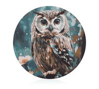 Glass Cutting Board 8"X8" Animal Cute Owl Chopping Board with Non-slip Feets Round Cutting Boards for Kitchen Heat Resistant Small Chopping Boards for Fruit Cheese Vegetable Bread