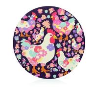 Glass Cutting Board 8"X8" Flower Heart Chicken Chopping Board with Non-slip Feets Round Cutting Boards for Kitchen Heat Resistant Small Chopping Boards for Fruit Cheese Vegetable Bread