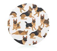 Glass Cutting Board 8"X8" German Shepherd Chopping Board with Non-slip Feets Round Cutting Boards for Kitchen Heat Resistant Small Chopping Boards for Fruit Cheese Vegetable Bread