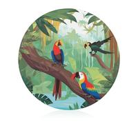 Glass Cutting Board 8"X8" Macaw Chopping Board with Non-slip Feets Round Cutting Boards for Kitchen Heat Resistant Small Chopping Boards for Fruit Cheese Vegetable Bread