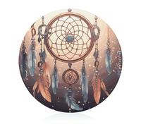 Glass Cutting Board 8"X8" Native American Dream Catcher Chopping Board with Non-slip Feets Round Cutting Boards for Kitchen Heat Resistant Small Chopping Boards for Fruit Cheese Vegetable Bread