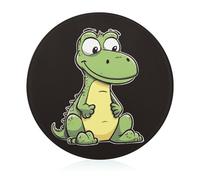 Glass Cutting Board 8"X8" Quiet Cartoon Crocodile Chopping Board with Non-slip Feets Round Cutting Boards for Kitchen Heat Resistant Small Chopping Boards for Fruit Cheese Vegetable Bread