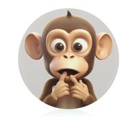 Glass Cutting Board 8"X8" The Silent Monkey Chopping Board with Non-slip Feets Round Cutting Boards for Kitchen Heat Resistant Small Chopping Boards for Fruit Cheese Vegetable Bread