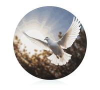 Glass Cutting Board 8"X8" White Dove Flying in The Sun Chopping Board with Non-slip Feets Round Cutting Boards for Kitchen Heat Resistant Small Chopping Boards for Fruit Cheese Vegetable Bread