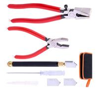 Glass Cutting Tool Set Kits Nipper Running Plier for Stained Tiles Bottle Fusing Breaking Stained Glass Tools