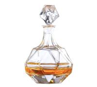 Glass Decanter with Airtight Geometric Stopper - Whiskey Decanter for Wine, Bourbon, Brandy, Liquor, Juice, Water, Mouthwash. Italian Lead-Free Glass (700ml)