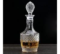 Glass Decanter with Airtight Geometric Stopper - Whiskey Decanter for Wine, Bourbon, Brandy, Liquor, Juice, Water, Mouthwash. Italian Lead-Free Glass (800ml)