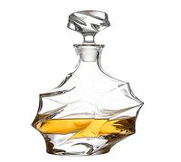 Glass Decanter with Airtight Geometric Stopper - Whiskey Decanter for Wine, Bourbon, Brandy, Liquor, Juice, Water, Mouthwash. Italian Lead-Free Glass (750ml/Cloud)