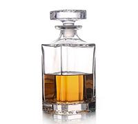 Glass Decanter with Airtight Geometric Stopper - Whiskey Decanter for Wine, Bourbon, Brandy, Liquor, Juice, Water, Mouthwash. Italian Lead- Glass (25.97 oz/768ml)