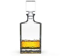 Glass Decanter with Airtight Geometric Stopper - Whiskey Decanter for Wine, Bourbon, Brandy, Liquor, Juice, Water, Mouthwash. Italian Lead-Free Glass (700ml/Crushed Ice)