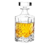 Glass Decanter with Airtight Geometric Stopper - Whiskey Decanter for Wine, Bourbon, Brandy, Liquor, Juice, Water, Mouthwash. Italian Lead-Free Glass (24.35 oz/720ml)