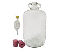 Glass Demijohn 1 Gallon Carboy Demi-John 1 Gallon - fermenter Vessel for Cider Wine Storage - DIAH (1 x Glass Demijohn +Bungs +Airlock)