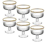 Glass Dessert Bowls Ice Cream Sundae Fruit Cocktail Pudding Footed Dessert Cups
