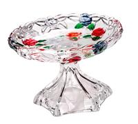 Glass Dessert Tray with Rose Decoration, Tall Fruit Bowl | Entertain guests with cookie plates, serving trays, sophisticated table arrangements, home displays and more