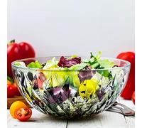 Glass Diamond Design Bowl Set - Decorative Centerpiece for Kitchen & Home Decor, Great for Dining, Living Room, Serving, Salad, Pasta, Candy, Fruit