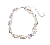 Glass diamond-encrusted heart double-layered collar necklace - a unique and high-end accessory for the fashionable individual