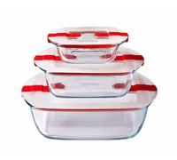 Glass Dish Container Food Storage Meal Cook & Heat Vented Lid Red All size Pyrex