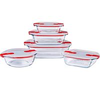 Glass Dish Container Food Storage Meal Cook & Heat Vented Lid Red All size Pyrex
