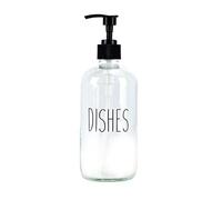 Glass Dish Soap Dispenser 500ml Large Pump Bottle Refillable Liquid Dispenser for Kitchen Bathroom Cute Modern Farmhouse Style Home Decor (Clear Dishes)
