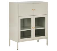 Beliani Glass Display Cabinet ESHOLT Metal 80 cm Light Beige, Cream