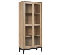 Beliani Glass Display Cabinet Rumson 80 Cm Light Brown