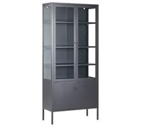 Beliani Glass Display Cabinet Oxted Metal 80 Cm Black