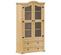 Glass Display Cabinet Storage Shelf Cupboard Bookcase Solid Wood Pine vidaXL