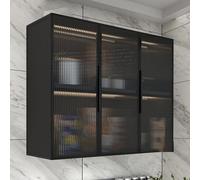 glass display cabinet Wall Mounted Storage Cabinet with Glass Doors, Aluminum Kitchen Organizer, 2-Tier Multi-Purpose Cabinet for Bathroom or Living Room, Stylish Wall-Mounted Makeup Organizer