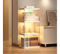 Glass Display Cabinet with Acrylic Door and Corner Shelves for Collectibles and Books Showcase and Protection