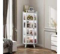 Glass Display Cabinet with Doors for Curio Collections Tall Bookshelf Bookcase and Storage Cabinet with Clear Glass Doors