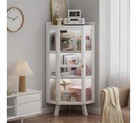 Glass Display Cabinet with Doors, Large Storage Cabinet, Showcase Display Case for Curio Collection, Tall Bookshelf Bookcase with Clear Glass Doors