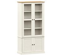 (white) vidaXL Glass Display Cabinet Wooden Kitchen Cupboard VIGO Solid Wood Pine