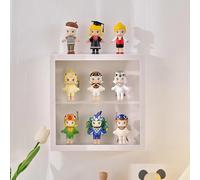 Glass Display Case for Collection, Clear Acrylic Display Box with 2 Levels for Pop Figures, Funko Pop, Mini Figurines, Collectibles, DIY (24.5×24.5×8cm)
